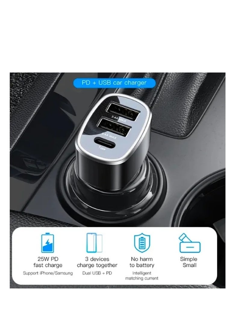 Yesido Y47 49W Double USB+Type-C/USB-C Port Car Fast Charger(Black) - Image 3