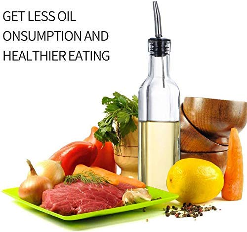 Kazenzo Oil Vinegar Cruet Square Tall Glass Bottle with Stainless Steel Spout Pack Of 1 30 X 5 X 5 cm500ML - Image 3