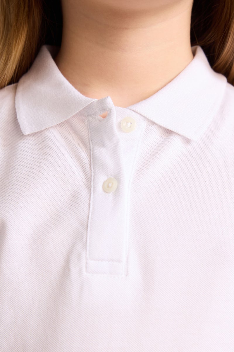 DeFacto White Girl Girl Polo Neck Basic Pique 2 Piece T-Shirt Casual - Image 5