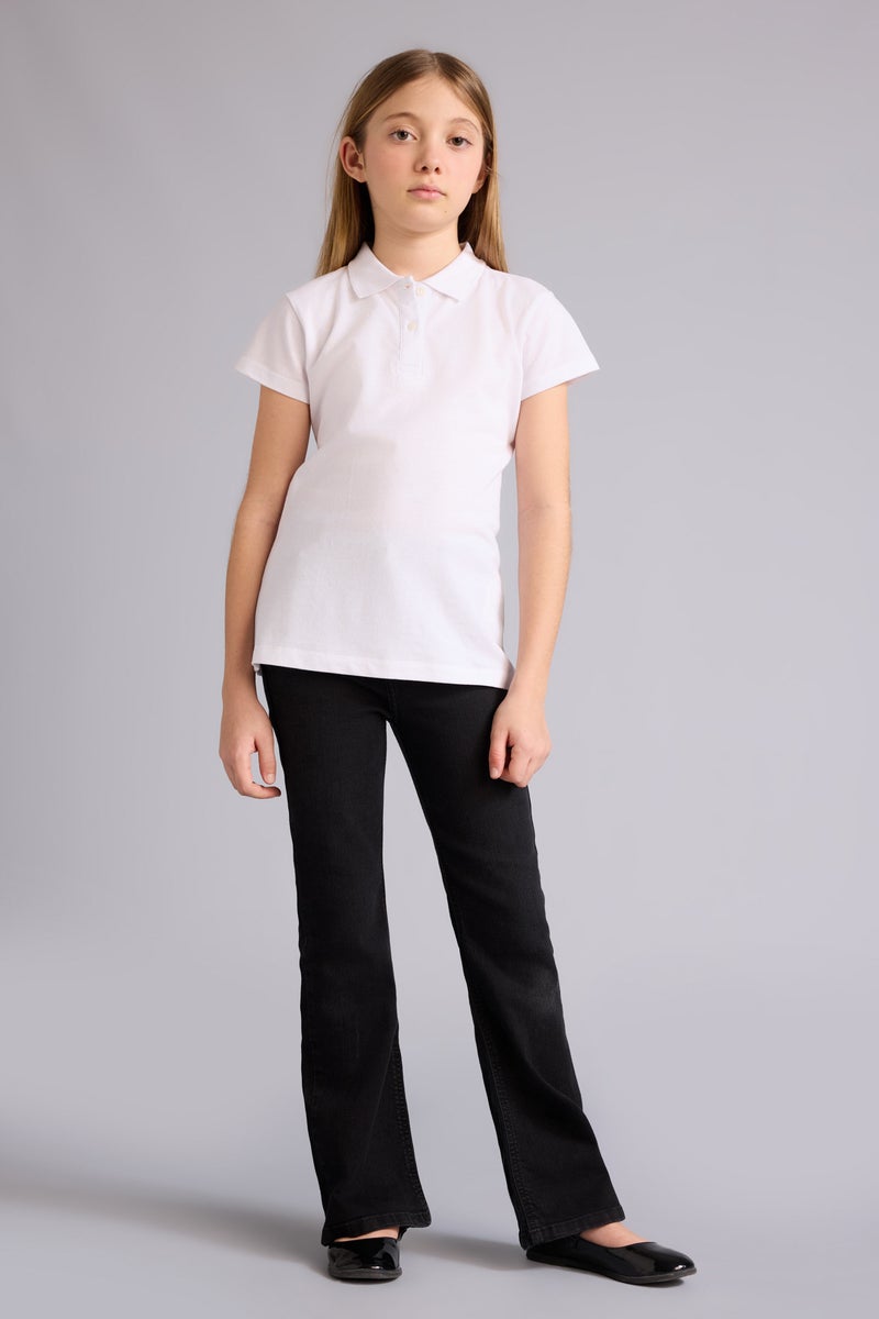 DeFacto White Girl Girl Polo Neck Basic Pique 2 Piece T-Shirt Casual - Image 3