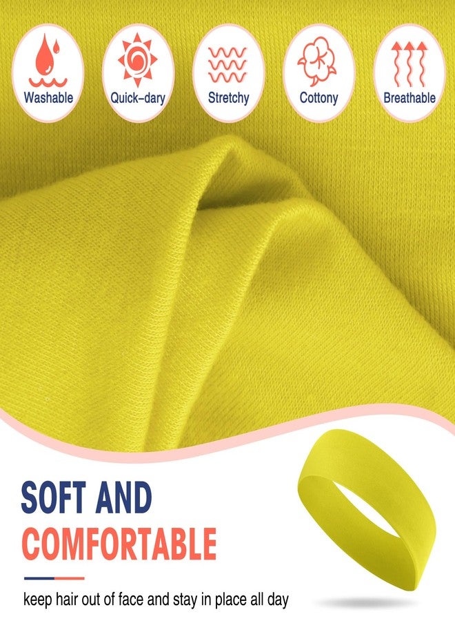 Hotop 20 Pcs Sport Stretchy Headbands for Girls Women Non Slip Soft Fabric Elastic Headband Bulk for Yoga DIY Team Gifts(Bright Yellow) - Image 3
