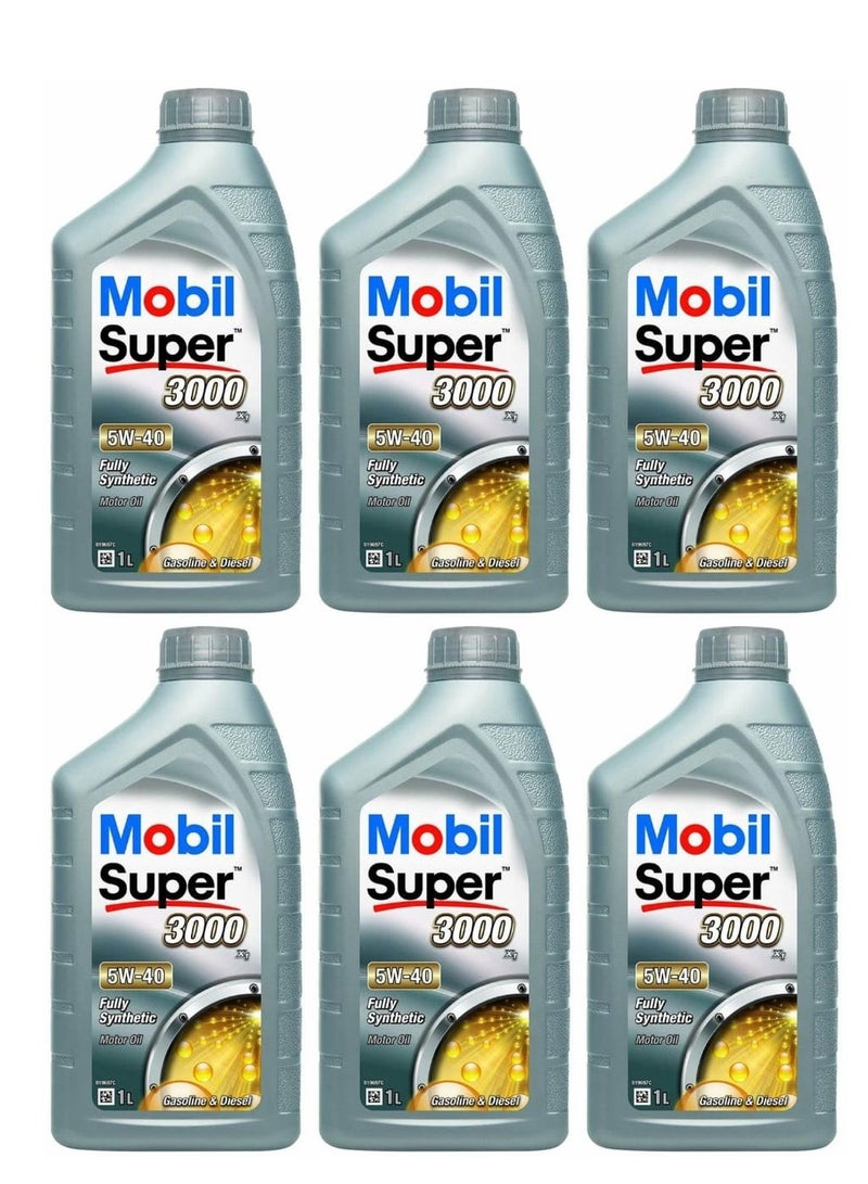 موبيل زيت محرك موبيل سوبر 3000 – 5W-40 تخليقي بالكامل | أداء فائق وحماية متقدمة للمحرك / ( 6 عبوات * ١لتر ) - Image 1