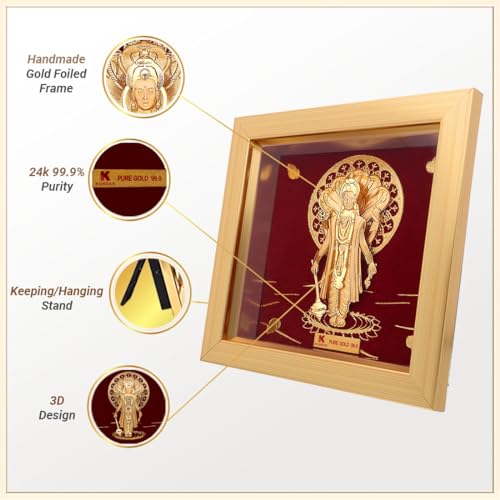 KUNDAN 24k Gold Foiled Artwork Vishnu Ji Frame (S1) 15 * 15 cm - Image 2