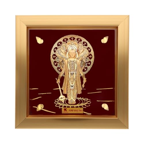 KUNDAN 24k Gold Foiled Artwork Vishnu Ji Frame (S1) 15 * 15 cm - Image 1