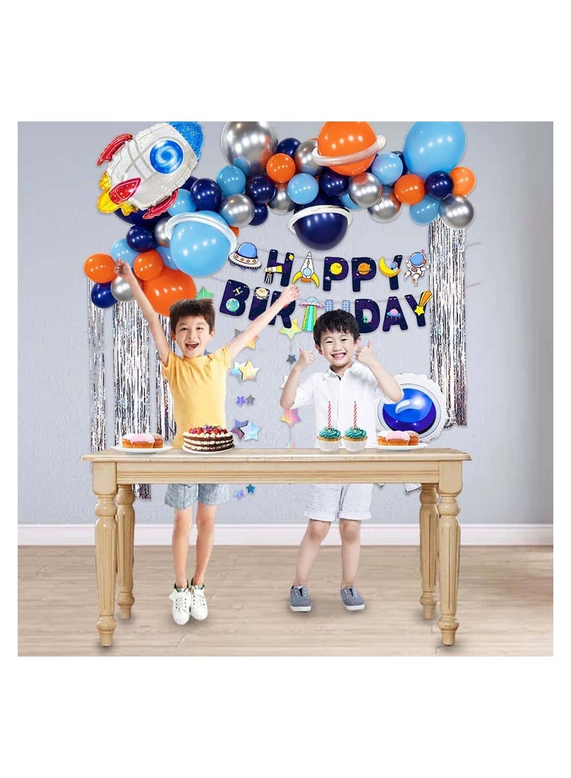Zikra Outer Space Birthday Party Decoration Set Balloons Banner Supplies Rocket Astronaut for Boys Men Kids Happy Birthday Balloons for Party Decor Suit for Baby Kids Boys Birthday Party Decorations - Image 3