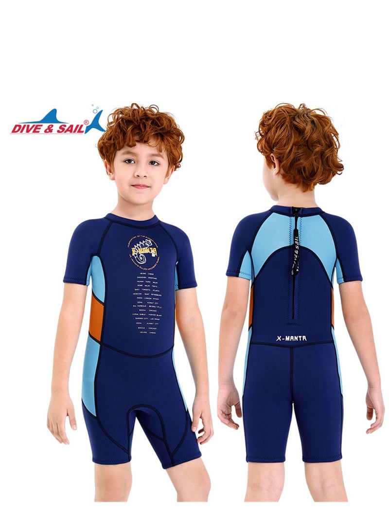 DIVE & SAIL 2.5MM Keep Warm Children Diving Suit Three-layer High Elastic Wetsuit For Byos Blue - Image 2