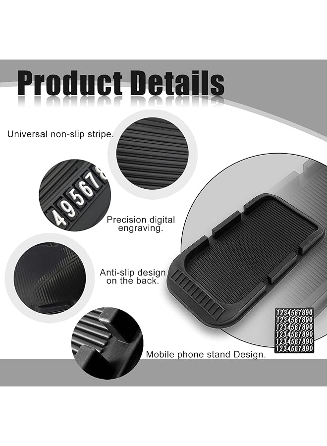SYOSI Car Anti Slip Gel Pad Cell Phone Holder, 2Pcs Removable And Reusable Anti Slip Dashboard Pad With Double-Groove Tray, For Storage Phone Keychains Sunglasses - Image 3