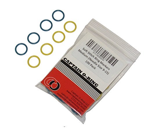 Captain O-Ring (100 Pack) Soft Stitch Ring Markers, Blue & Yellow (Medium Size for Needle Sizes 9-15, Includes 2 Colors, for Knitting/Crochet/etc) - Image 4