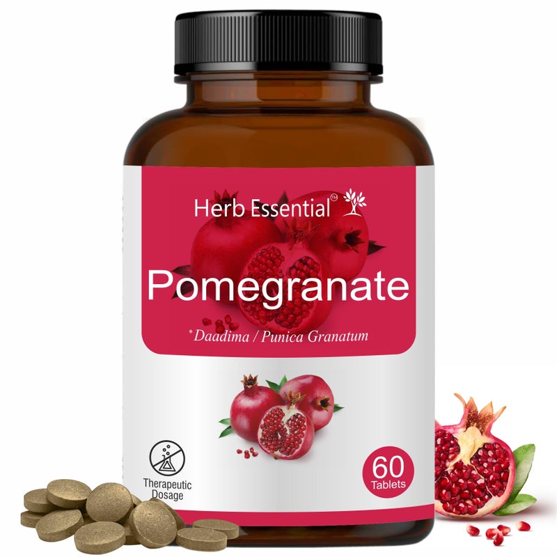 Herb Essential Pomegranate Extract Tablets 500mg Natural Pomegranate Supplement No Preservatives Vegan Tablets for Daily Use 60 Count Bottle Pack of 1 - Image 3