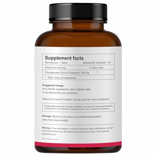 Herb Essential Pomegranate Extract Tablets 500mg Natural Pomegranate Supplement No Preservatives Vegan Tablets for Daily Use 60 Count Bottle Pack of 1 - Image 5