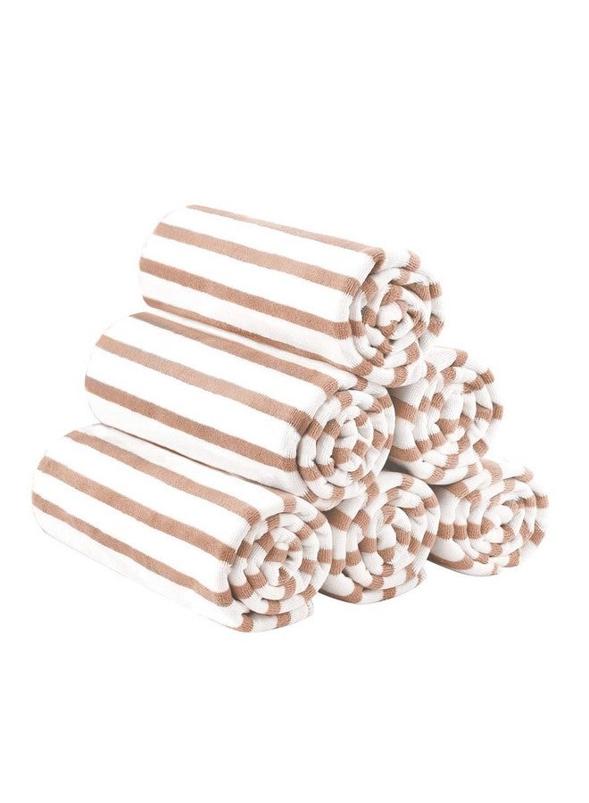 JML Microfiber Beach Towels, Large Bath Towel Set 6 Pack, 27" x 55" - Cabana Stripe - Quick Dry No linting, No Fading Microfiber Towels for Hair Wrap, Pool, Sport, Yoga, Camping, Swimming, Coffee - Image 1