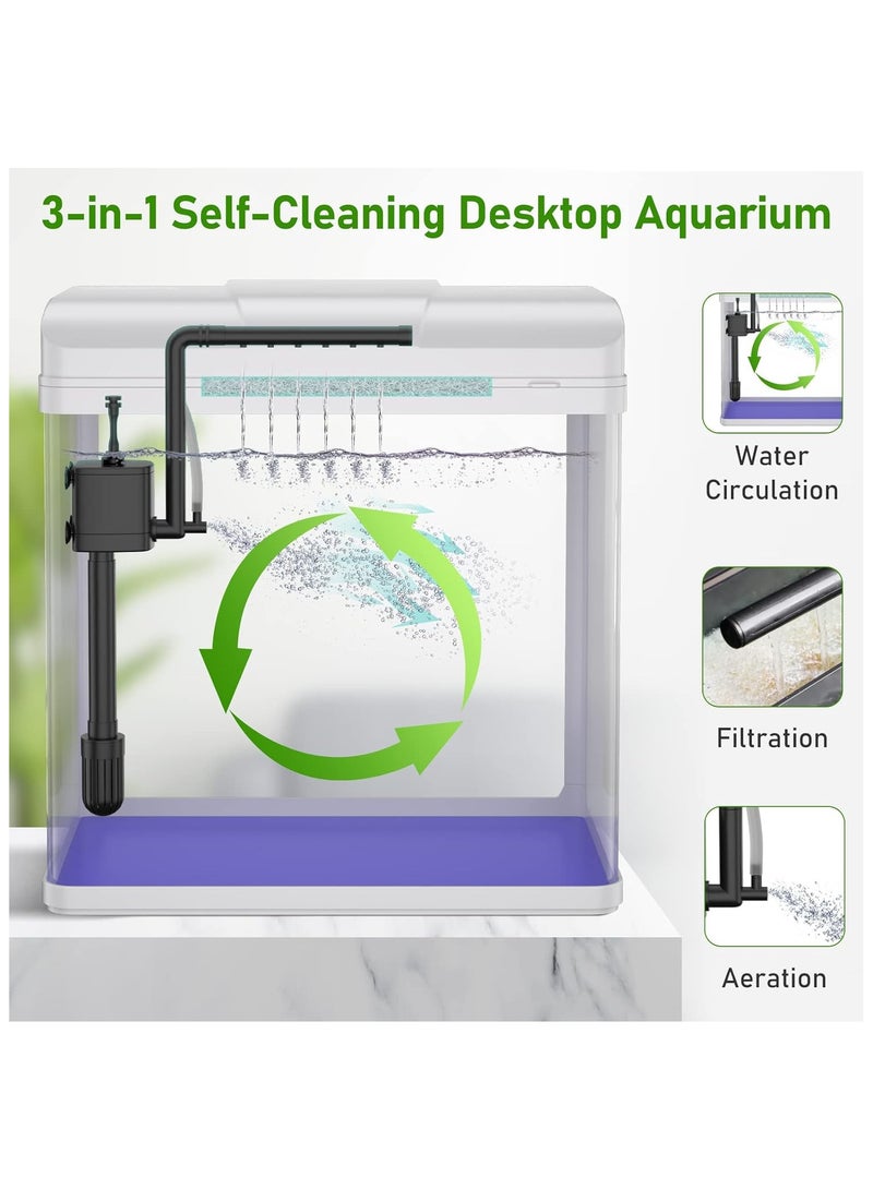 REPTI ZOO Fish Tank, Glass Aquarium with Air Pump, LED Cool Lights and Filter, Betta Fish Aquarium Starter Kit (blue)