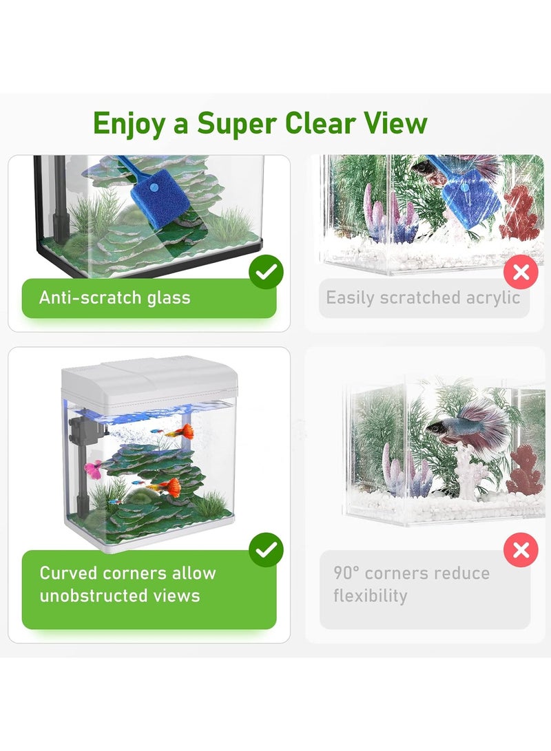 REPTI ZOO Fish Tank, Glass Aquarium with Air Pump, LED Cool Lights and Filter, Betta Fish Aquarium Starter Kit (blue)