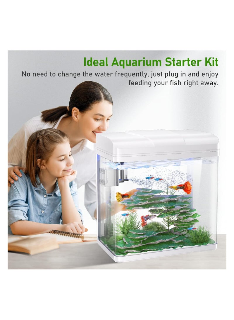 REPTI ZOO Fish Tank, Glass Aquarium with Air Pump, LED Cool Lights and Filter, Betta Fish Aquarium Starter Kit (blue)