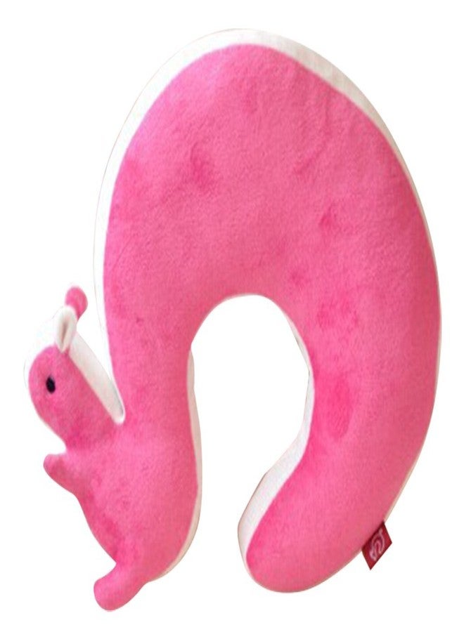 RemeeHi Neck Pillow Cute Plush Squirrel Cushion Funny Nap Pillow for Traveling Rosy Red - Image 1