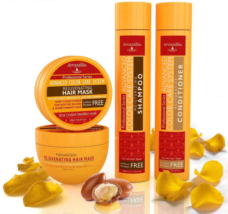 Arvazallia Advanced Color Care Sulfate Free Shampoo and Conditioner Set for Color Treated Hair with Argan Oil and Macadamia Oil By Arvazallia - Shampoo, Conditioner, and Deep Conditioner Hair Mask - Image 3