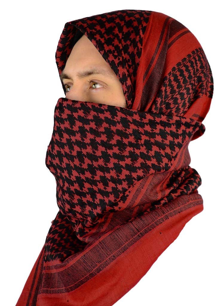 Mato & Hash Military Shemagh Tactical 100% Cotton Scarf Head Wrap - Red/Black CA2100-2 - Image 2