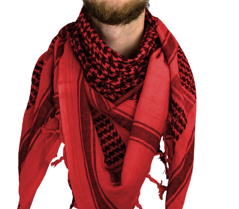 Mato & Hash Military Shemagh Tactical 100% Cotton Scarf Head Wrap - Red/Black CA2100-2 - Image 3