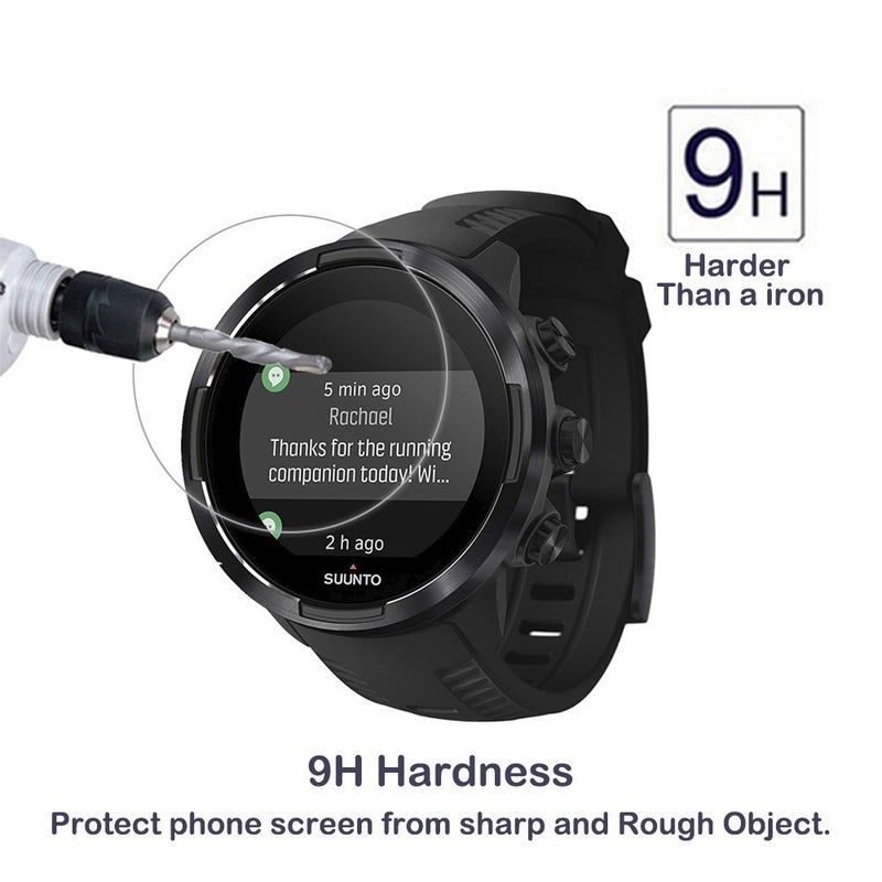 UPONEW For Watch SUUNTO 9 Tempered Glass Screen Protector - [2 PACK] Full Coverage HD Clear Anti-Bubble Anti-Scratch for Clear Film Tempered Glass Screen Protector for Watch SUUNTO 9 - Image 2