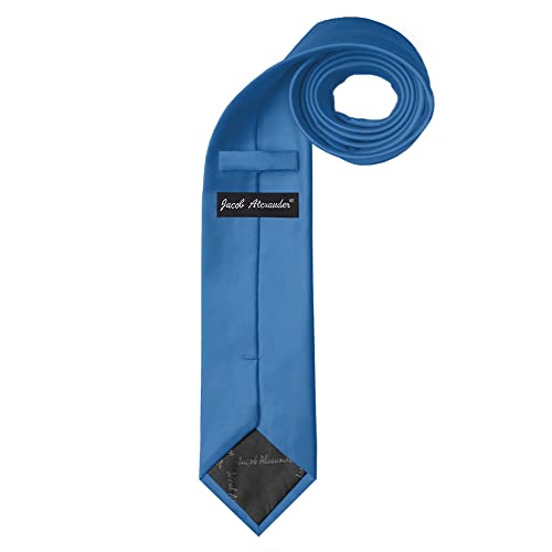 Jacob Alexander Solid Color Men's Regular Tie - Cornflower Blue - Image 2