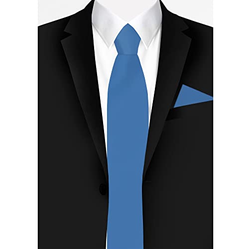 Jacob Alexander Solid Color Men's Regular Tie - Cornflower Blue - Image 3