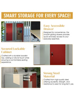 RIGID Steel Key Lock Cabinet with Single Drawer  92x50x63cm  - Image 4