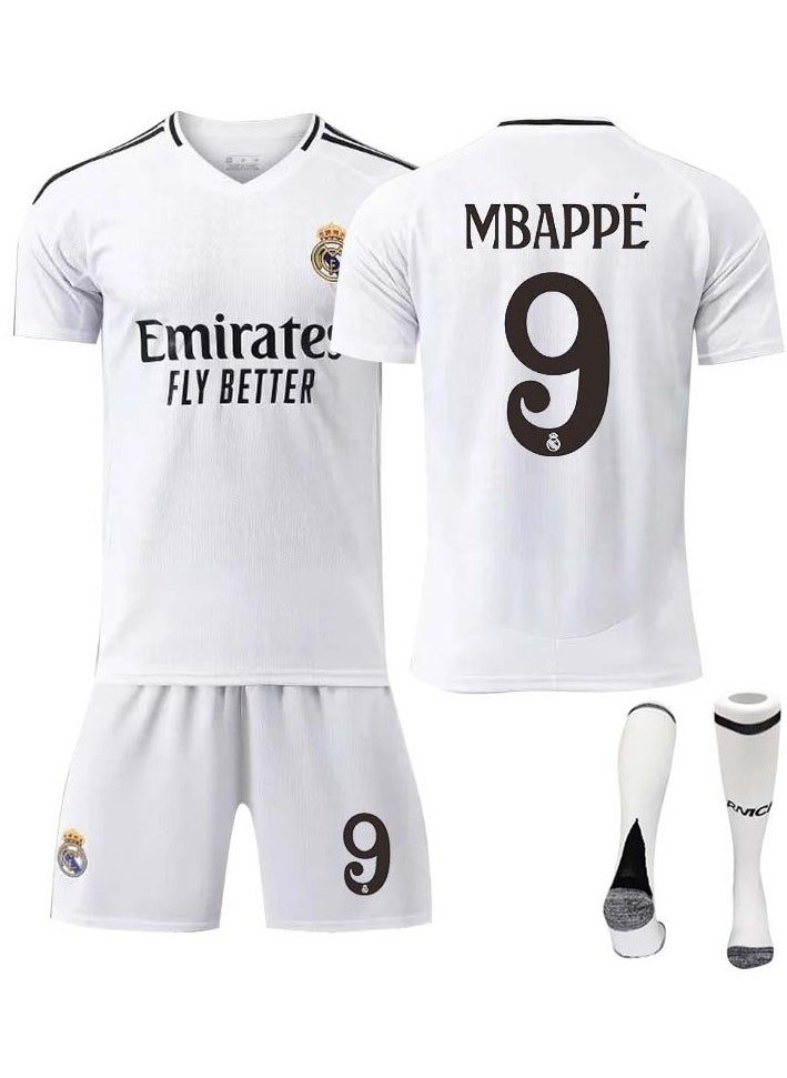 Generic 2024/25 Real Madrid Home Football Kit MBAPPE #9 Fans Football Jersey/Shorts Socks Gift Set Youth Sizes and Adult Size  - Image 1