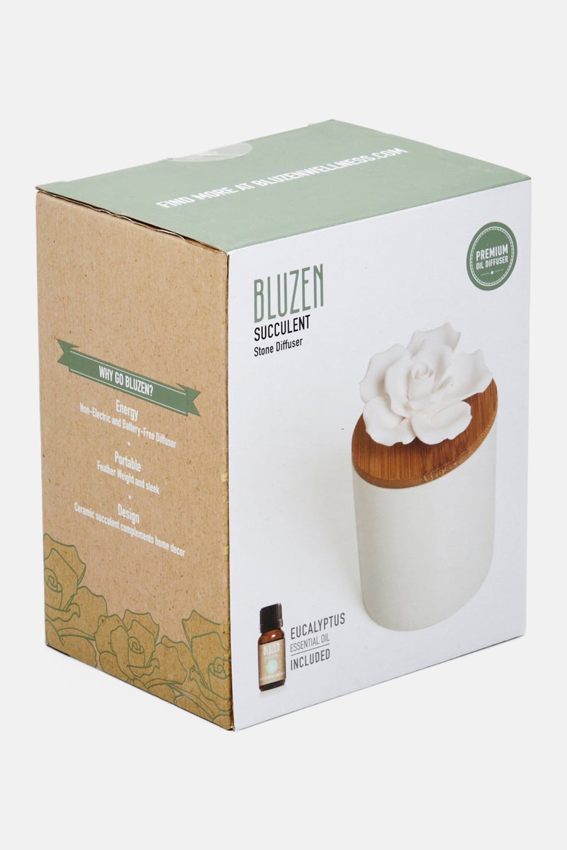BluZen Succulents Diffuser With Eucalyptus Oil 5ml , Green  - Image 2