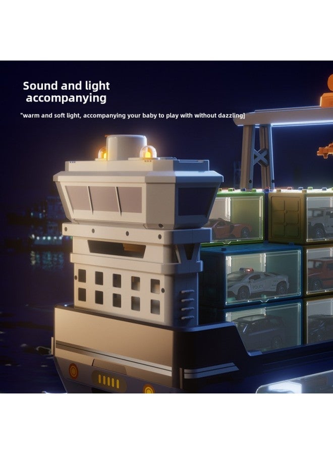 Super Large Children's Boat Toy Storage Sound And Light Cargo Ship Ship Model Boy Coasting Alloy Car-Color:SJ677 Luxury Large Cargo Ship  Color Box  - Image 5