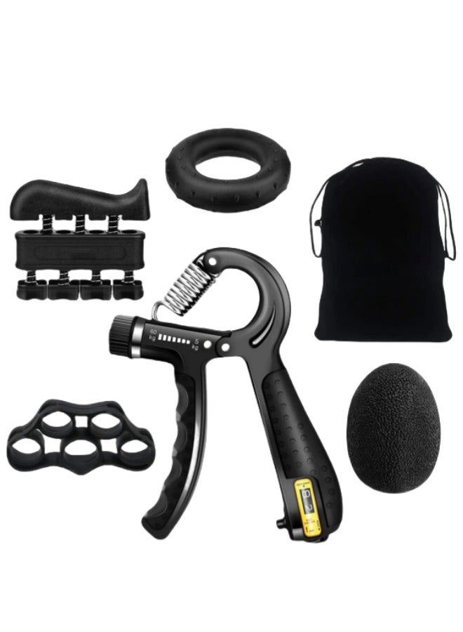 JoyousSto 6 PCS Grip Timer Set, Finger Trainer, Hand Grip Set, Stress Ball and Forearm Exercise Ring for Muscle Building and Injury Recovery - Image 2