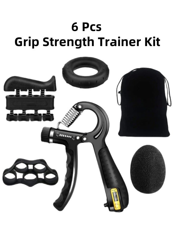 JoyousSto 6 PCS Grip Timer Set, Finger Trainer, Hand Grip Set, Stress Ball and Forearm Exercise Ring for Muscle Building and Injury Recovery - Image 1