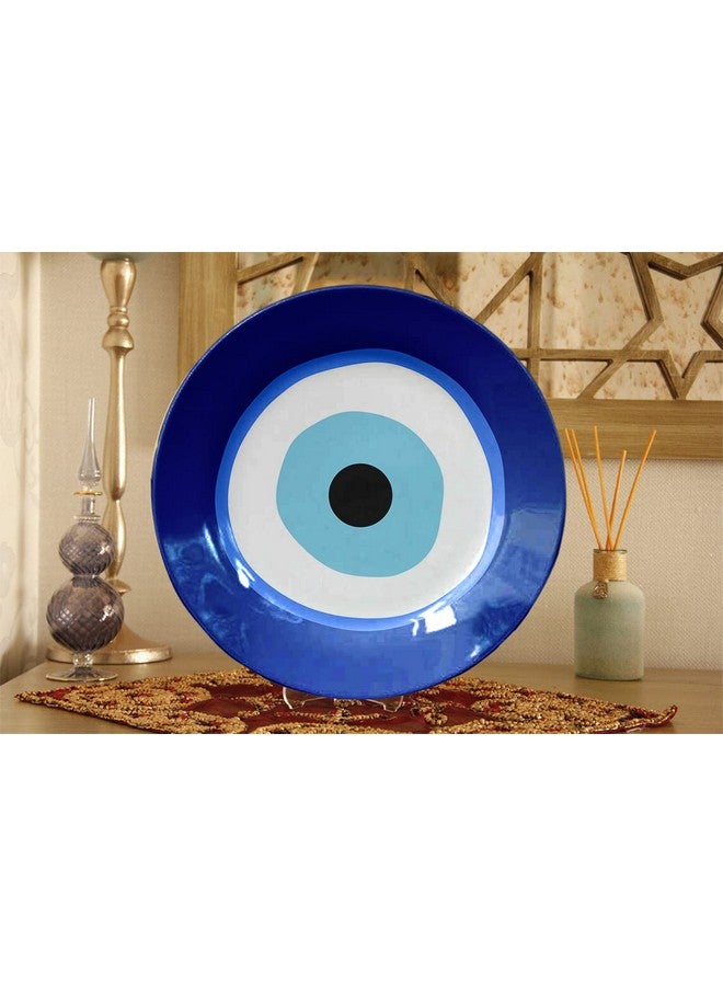JIKRAA® Evil Eye Protection Good Luck Positivity Prosperity Ceramic Wall Plates With Stand | Wall Hanging Decor (8 Inch) - Image 2
