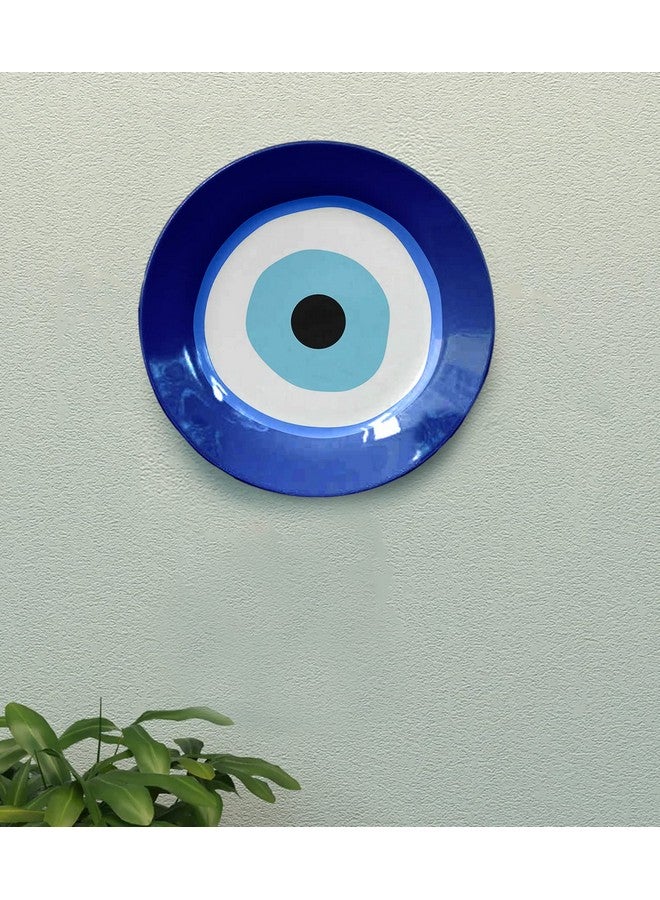 JIKRAA® Evil Eye Protection Good Luck Positivity Prosperity Ceramic Wall Plates With Stand | Wall Hanging Decor (8 Inch) - Image 1