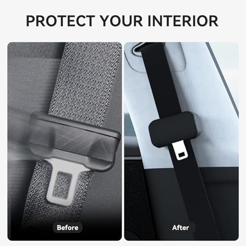 YONZEE 5-Pack Silicone Seat Belt Buckle Covers – Anti-Scratch, Noise Reduction & Buckle Protection – Universal Fit for Cars, SUVs, Trucks (Black) - Image 2
