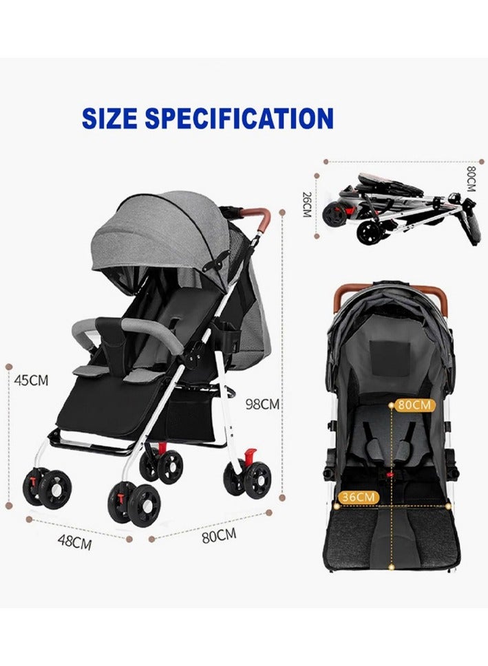 عربة أطفال، عربة سفر خفيفة الوزن وصغيرة الحجم، قابلة للطي والطي، مناسبة للطائرات، مقعد شبه مسطح، مناسبة للأطفال حديثي الولادة وحتى الأطفال الصغار - Image 4