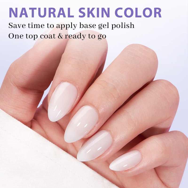 BTArtboxnails Almond Gel Nail Tips Short - Pre Colored Milky White Soft Gel Nail Tips, Milky White Press on Nails, Natural XCOATTIPS - Image 2