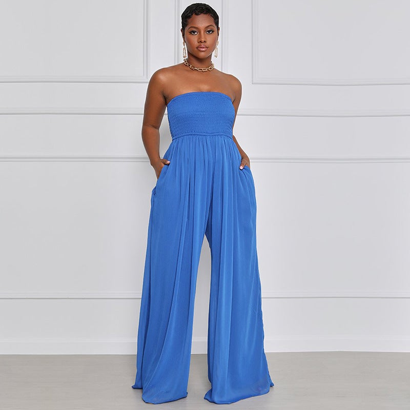 2024 Elegant Blue Chiffon Jumpsuit for Women Yellow - Image 5