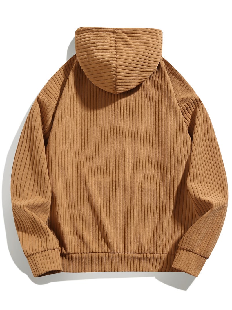 Oversized Hooded Sweatshirt Fleece Jacket for Men - Image 3