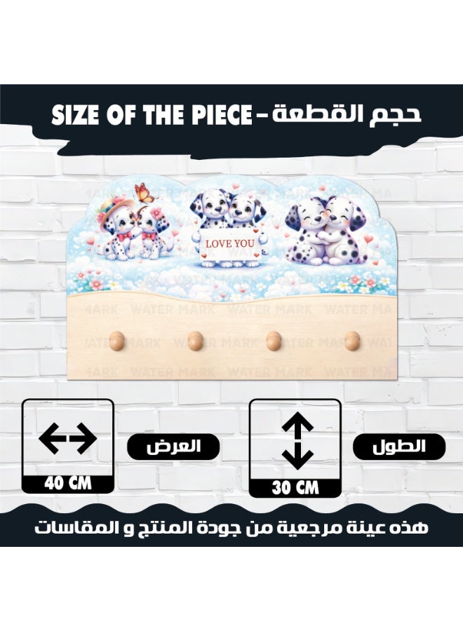 علاقة حائط للأطفال بتصميم كلاب كرتونية لطيفة ديكور غرفة أطفال علاقة ملابس خشبية برسومات كلاب وألوان زاهية - Image 2