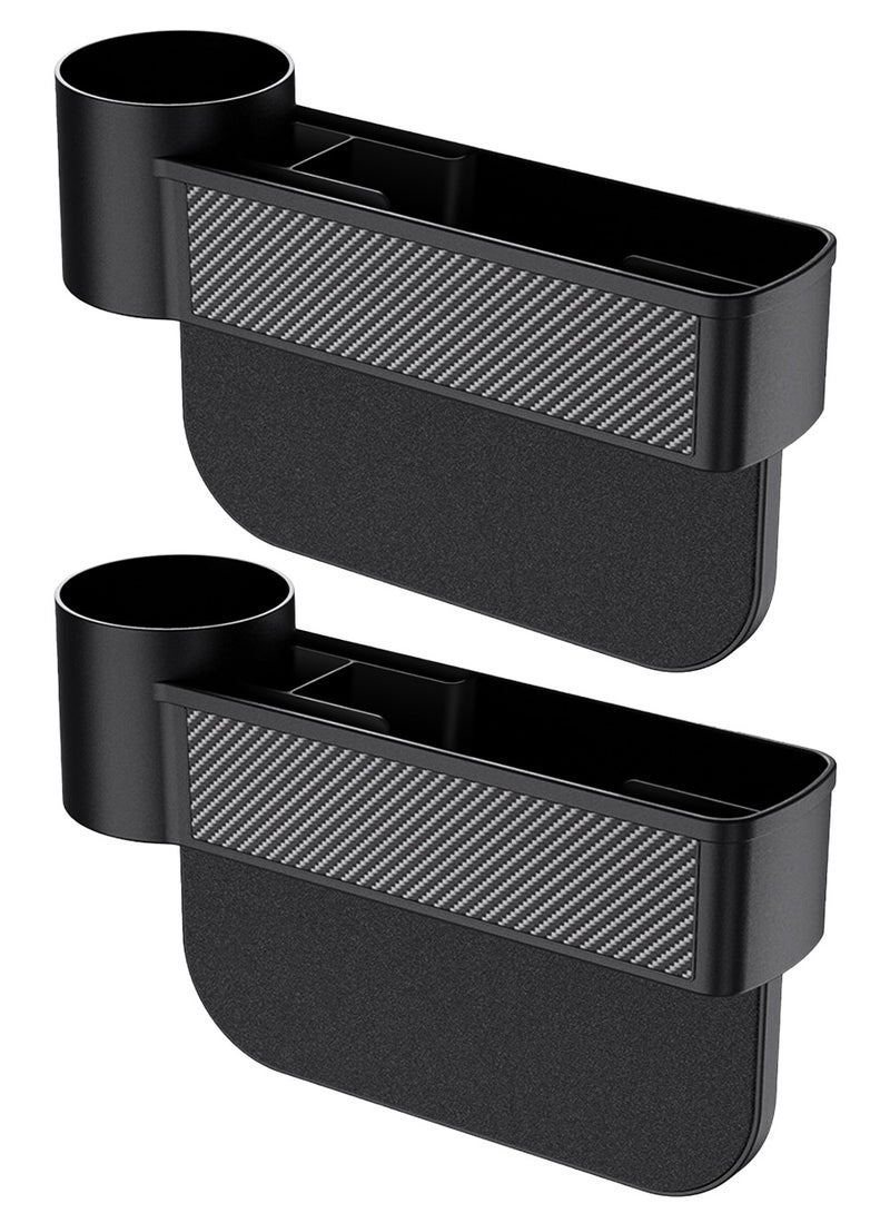 شونوي عبوتان من حشو فجوات مقعد السيارة، صندوق تخزين منظم فجوات مقعد السيارة، صندوق تخزين للمقعد الأمامي، منظم السيارة، جيب جانبي مع حامل أكواب، عبوتان للهواتف المحمولة، ومفاتيح، وبطاقات، ومحفظة، ونظارات شمس - Image 1