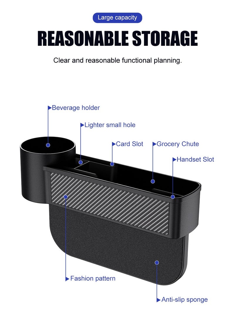 شونوي عبوتان من حشو فجوات مقعد السيارة، صندوق تخزين منظم فجوات مقعد السيارة، صندوق تخزين للمقعد الأمامي، منظم السيارة، جيب جانبي مع حامل أكواب، عبوتان للهواتف المحمولة، ومفاتيح، وبطاقات، ومحفظة، ونظارات شمس - Image 4