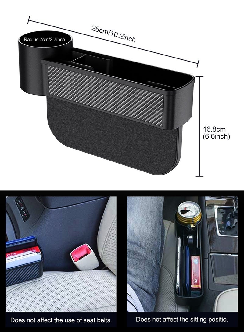 شونوي عبوتان من حشو فجوات مقعد السيارة، صندوق تخزين منظم فجوات مقعد السيارة، صندوق تخزين للمقعد الأمامي، منظم السيارة، جيب جانبي مع حامل أكواب، عبوتان للهواتف المحمولة، ومفاتيح، وبطاقات، ومحفظة، ونظارات شمس - Image 3
