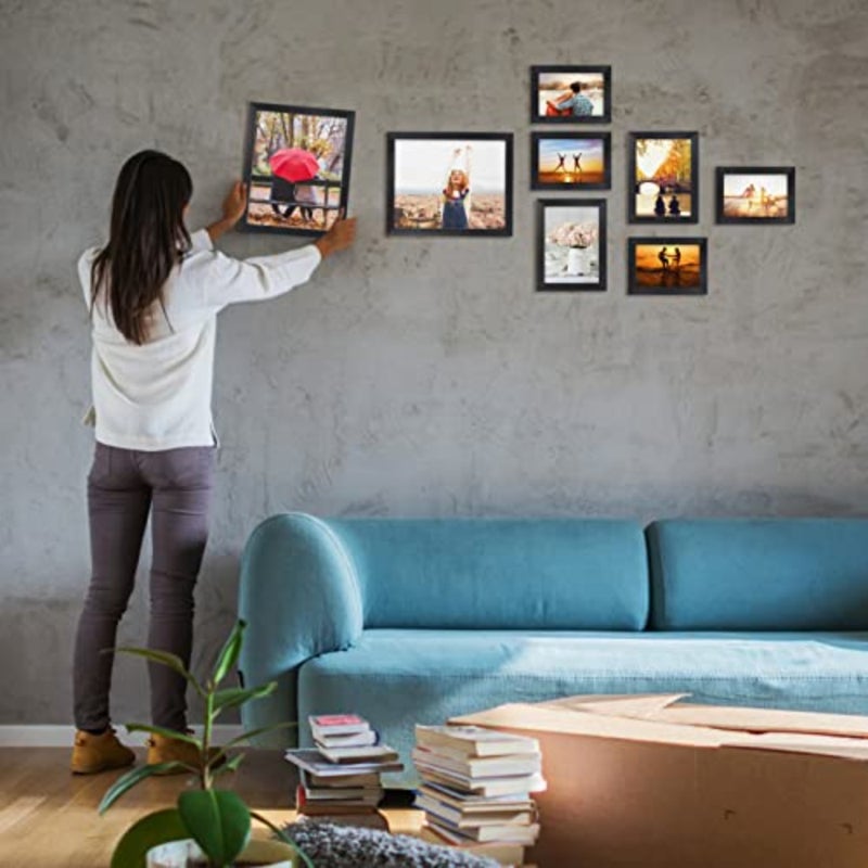 10 Pcs Multi Picture Photo Frames Set for Multiple Size Photograph, Two 8x10, Four 4x6, Four 5x7, Black - Image 2