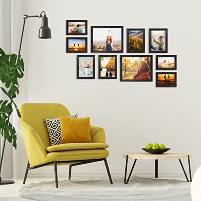 10 Pcs Multi Picture Photo Frames Set for Multiple Size Photograph, Two 8x10, Four 4x6, Four 5x7, Black - Image 4