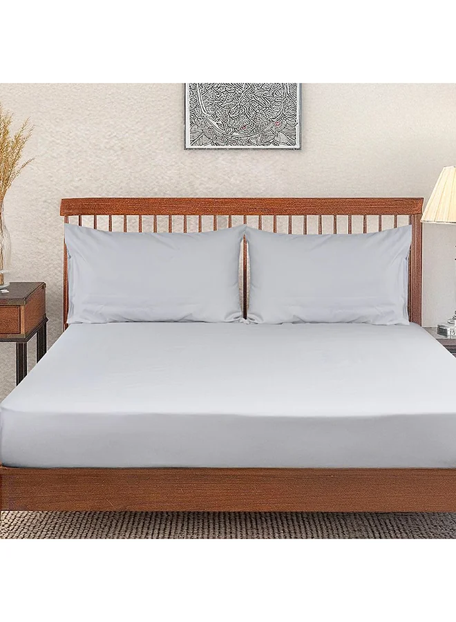 DANUBE HOME Danube Home Pearl & Coal Super King Fitted Sheet Set Grey200x200+30 cm & 50x75cm | 100% Cotton Satin-800 Thread Count Bedding Set For Bedroom
