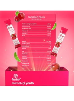 Gardeno Pure Hydrolyzed Marince Beauty Collagen Drink Mix Natural Cranberry for Healthy Skin Hair and Nails with Biotin Hyaluronic Acid Vitamin E and C plus Glutathione 20s 5mg per sachets  - Image 2