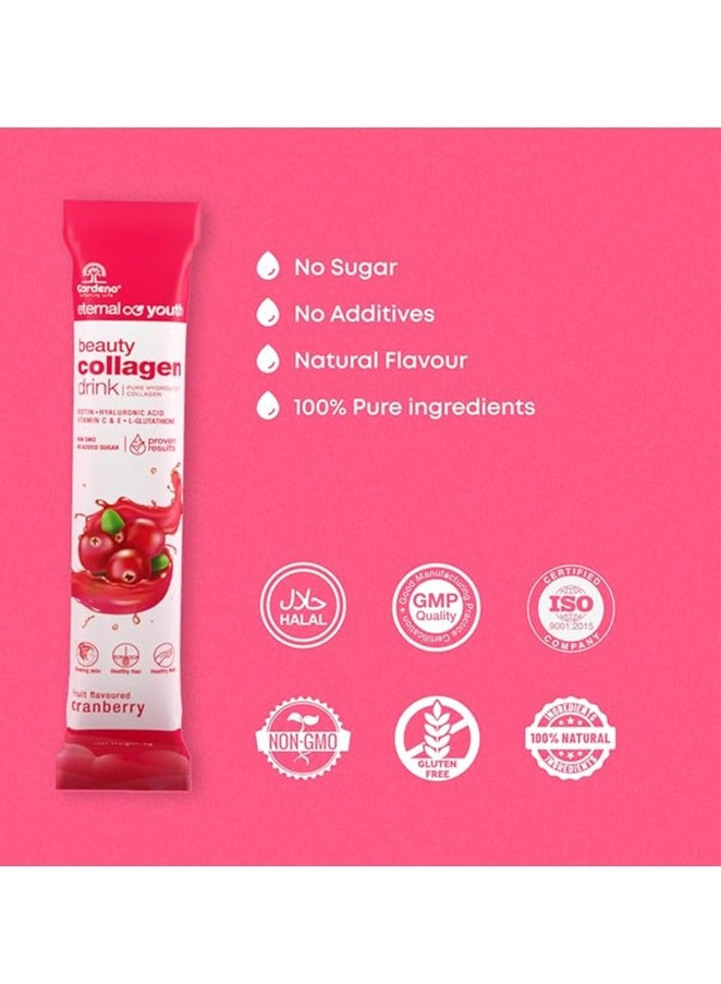 Gardeno Pure Hydrolyzed Marince Beauty Collagen Drink Mix Natural Cranberry for Healthy Skin Hair and Nails with Biotin Hyaluronic Acid Vitamin E and C plus Glutathione 20s 5mg per sachets  - Image 4