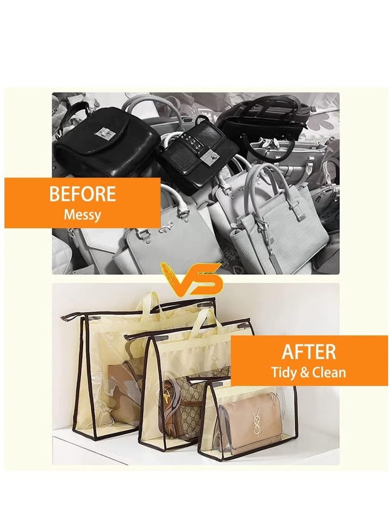 3 Pack Clear Handbag Dust Bags with Zipper, Multi-Size Purse Storage Organizer, Waterproof & Transparent Closet Hanging Bags for Shoes, Towels, Beach Accessories, Anti-Moisture Storage Bags - Image 5