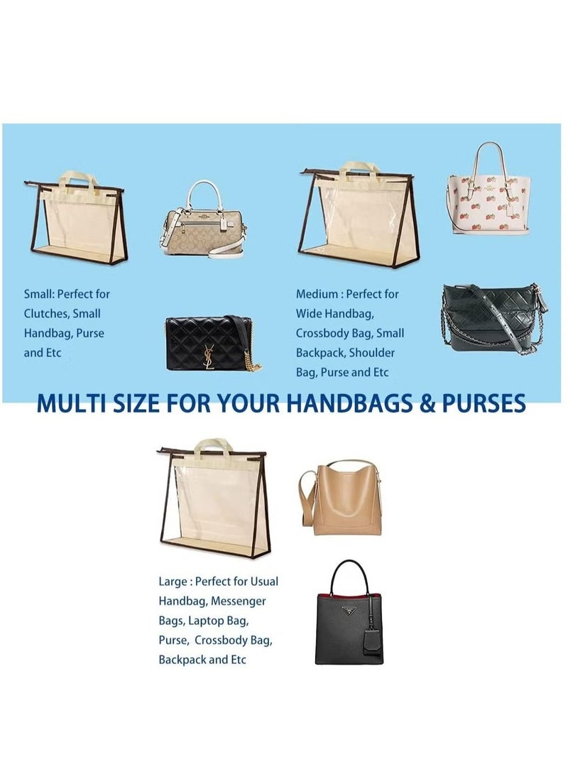 3 Pack Clear Handbag Dust Bags with Zipper, Multi-Size Purse Storage Organizer, Waterproof & Transparent Closet Hanging Bags for Shoes, Towels, Beach Accessories, Anti-Moisture Storage Bags - Image 4
