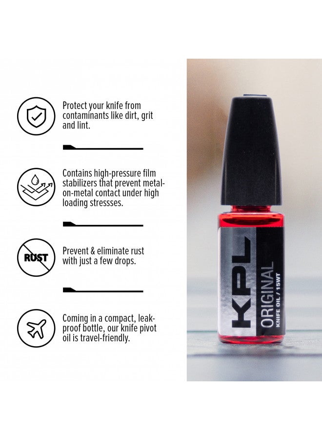 KNIFE PIVOT LUBE Original Knife Oil for Blades, Synthetic Pocket Knife Lubricant, Knife Honing Oil for Cleaning Knives, Premium Knife Oil Lubricant for Blade Care, Precision Knife Oiler Bottle (10ml) - Image 1